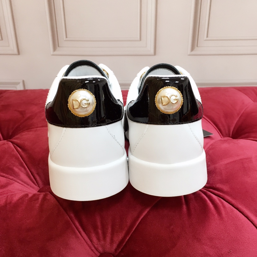 Dolce & Gabbana White Portofino Trainers With Pearl - DesignerGu