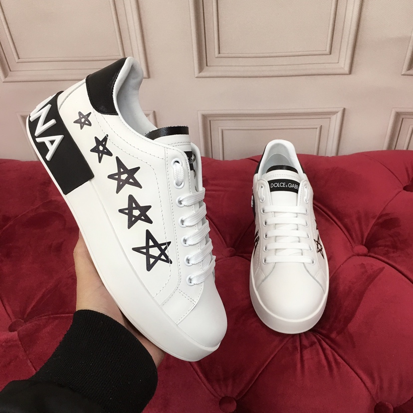 Dolce & Gabbana White Portofino Stars Sneakers - DesignerGu