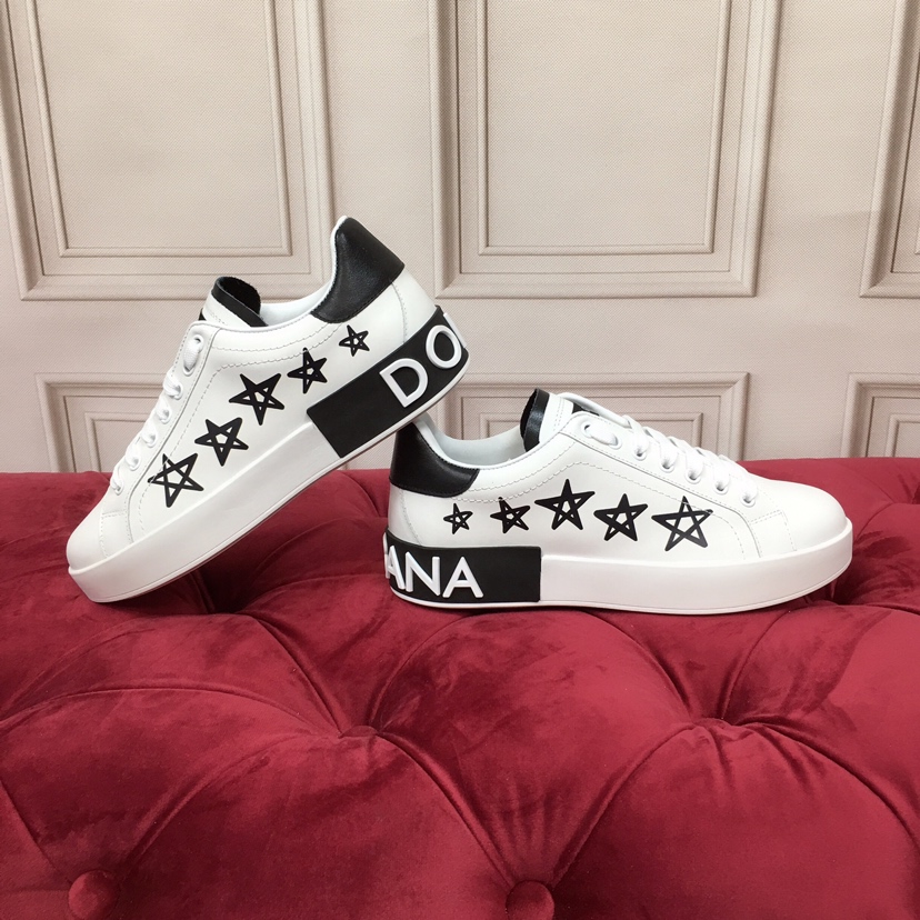 Dolce & Gabbana White Portofino Stars Sneakers - DesignerGu