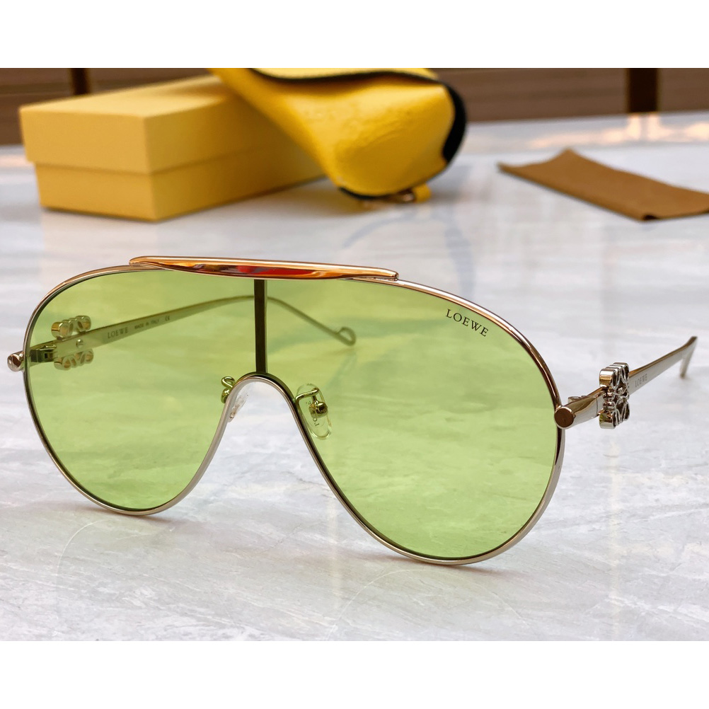 Loewe Spoiler Aviator Mask Glasses In Metal - DesignerGu