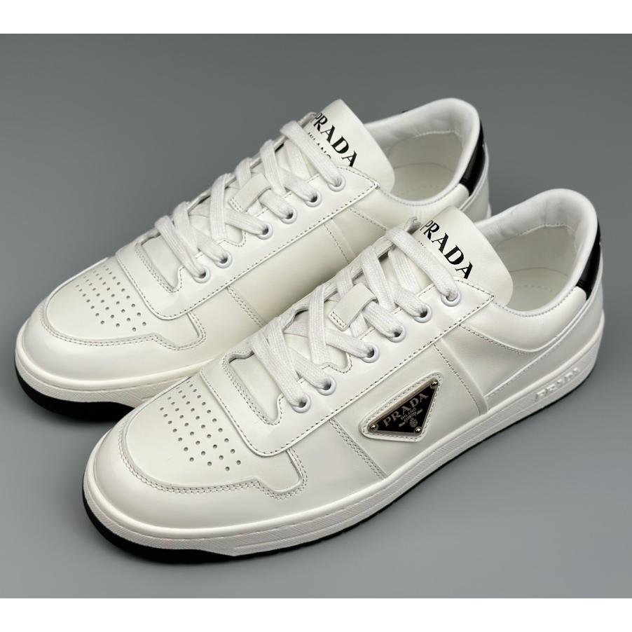 Prada Downtown Perforated Leather Sneakers - DesignerGu