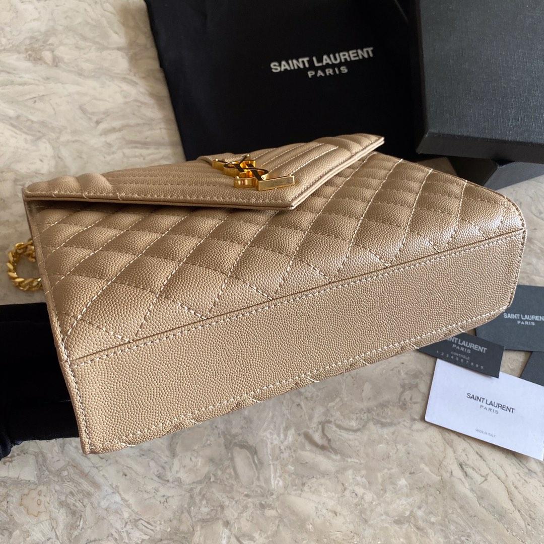 Saint Laurent Envelope Medium In Quilted Grain De Poudre Embossed Leather - DesignerGu