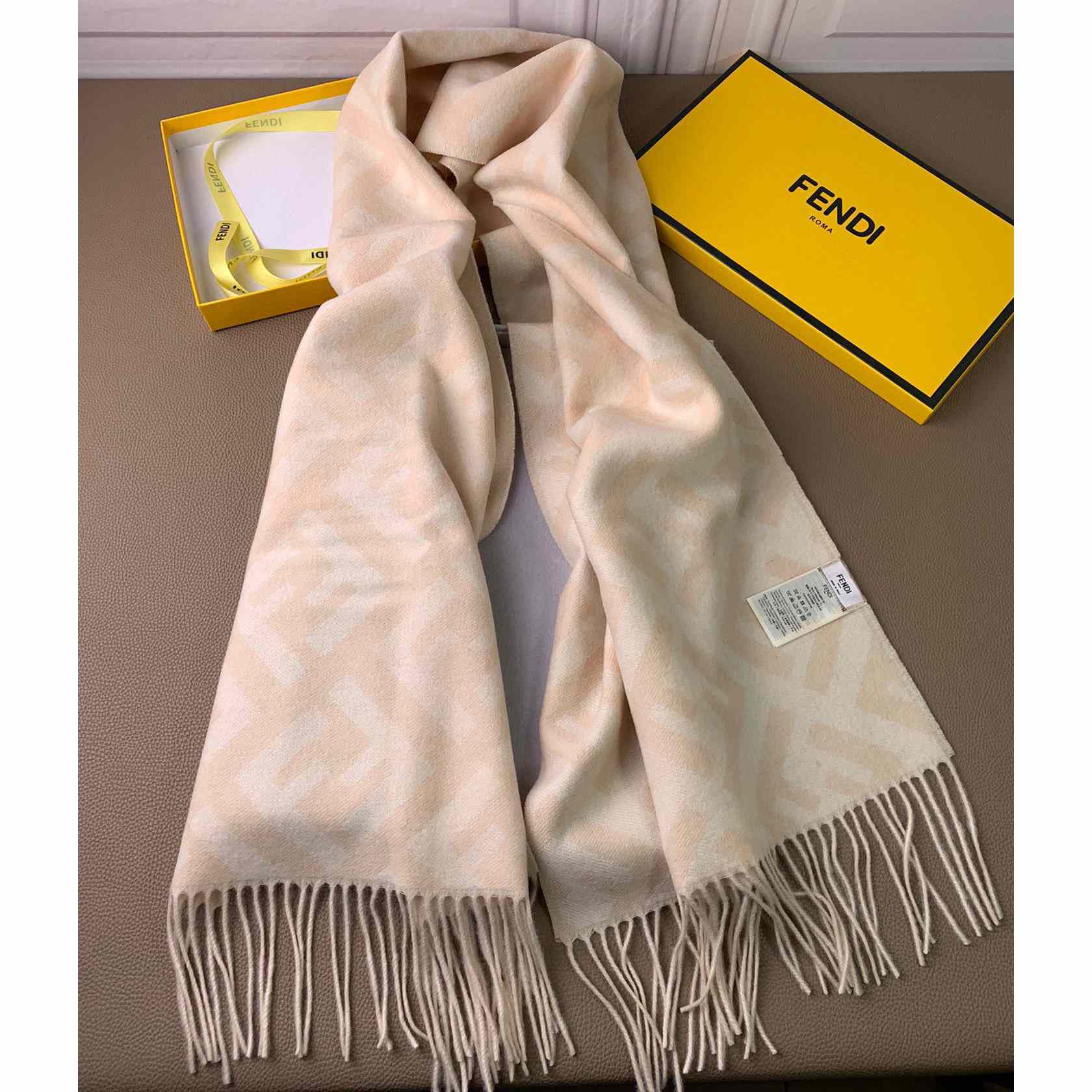 Fendi Pale Pink Cashmere Scarf - DesignerGu