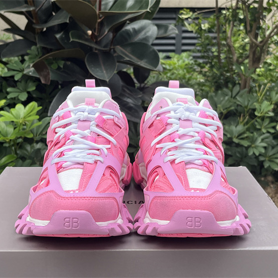 Balenciaga Track Sneaker In Pink Mesh And Suede-like Fabric - DesignerGu