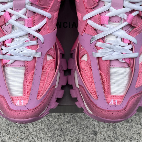 Balenciaga Track Sneaker In Pink Mesh And Suede-like Fabric - DesignerGu