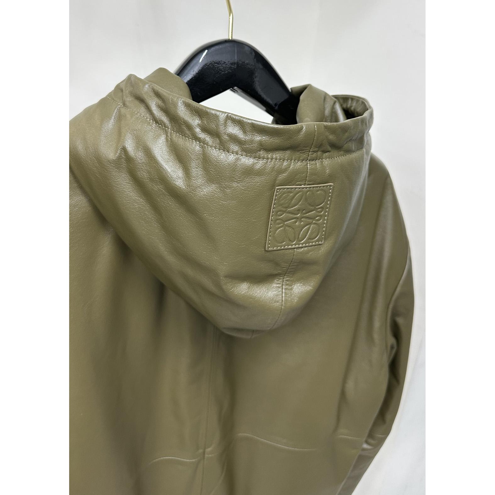 Loewe Zip-up Padded Hoodie In Nappa Lambskin - DesignerGu