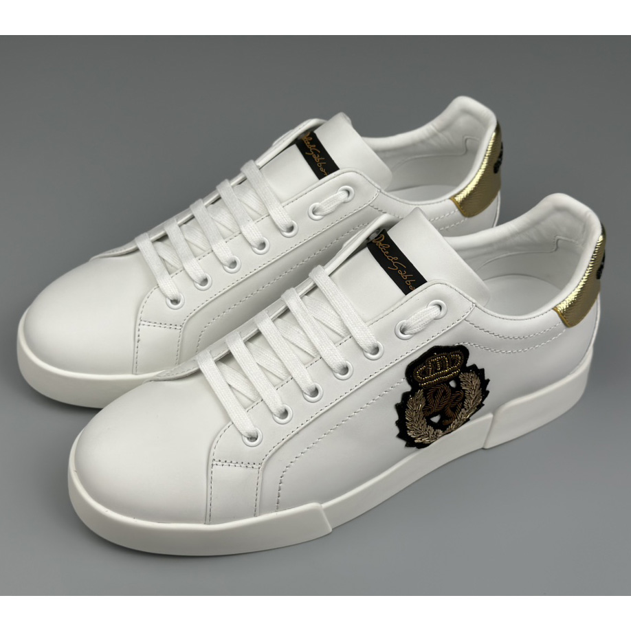 Dolce & Gabbana Calfskin Nappa Portofino Sneakers With Crown Patch - DesignerGu