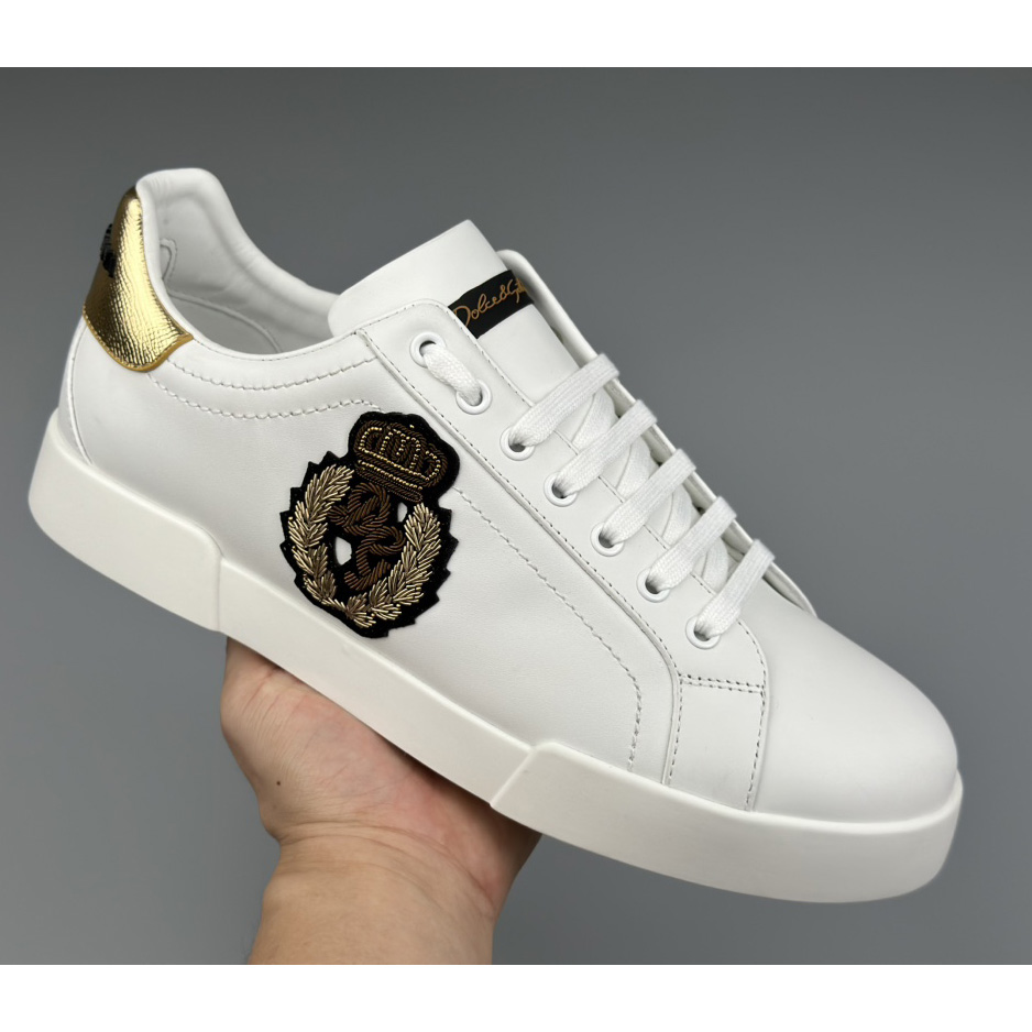 Dolce & Gabbana Calfskin Nappa Portofino Sneakers With Crown Patch - DesignerGu