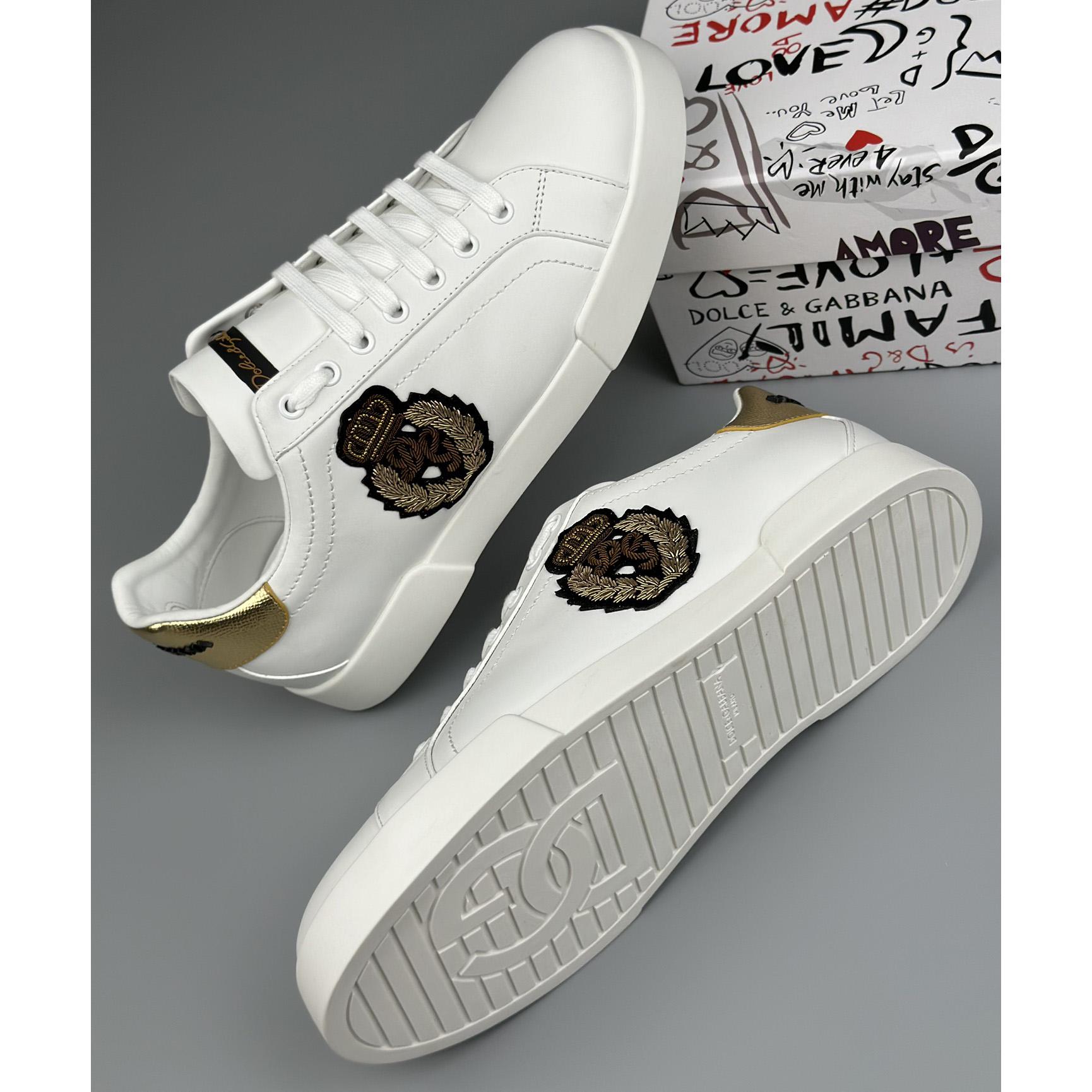 Dolce & Gabbana Calfskin Nappa Portofino Sneakers With Crown Patch - DesignerGu