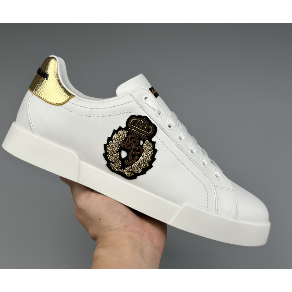 Dolce & Gabbana Calfskin Nappa Portofino Sneakers With Crown Patch - DesignerGu