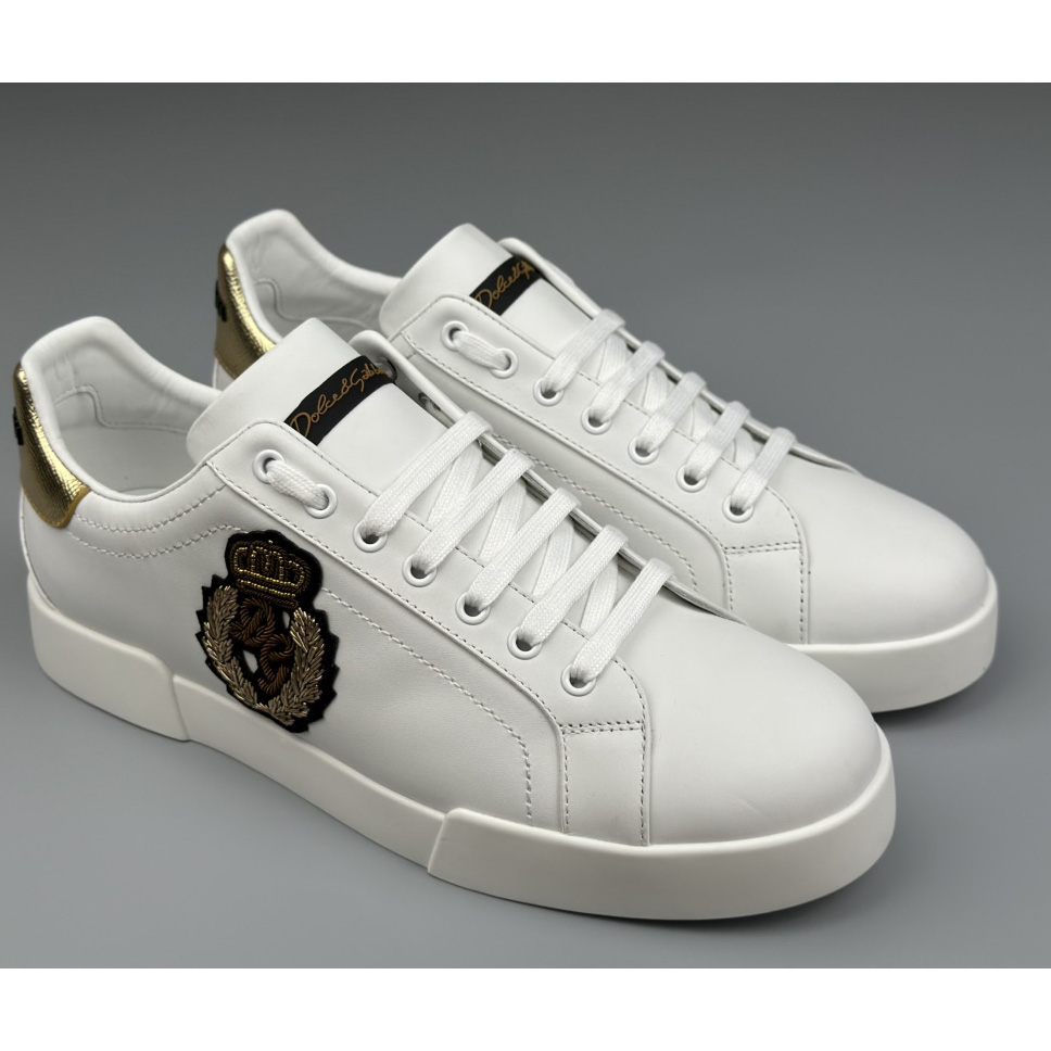 Dolce & Gabbana Calfskin Nappa Portofino Sneakers With Crown Patch - DesignerGu