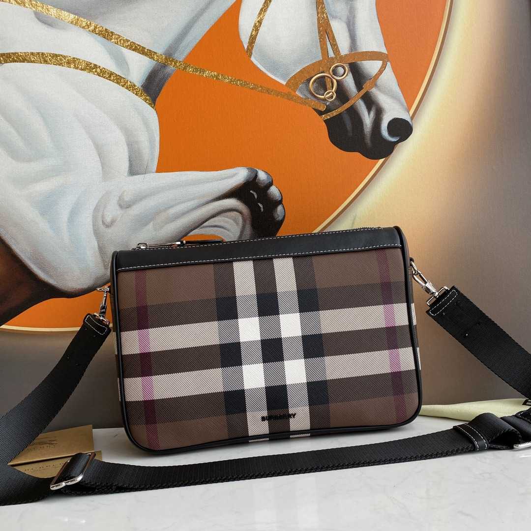 Burberry Check E-Canvas Messenger Bag  (28x 6x 19cm) - DesignerGu