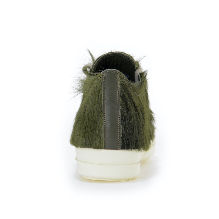 Rick Owens Green Pony Hair Low Sneakers - DesignerGu