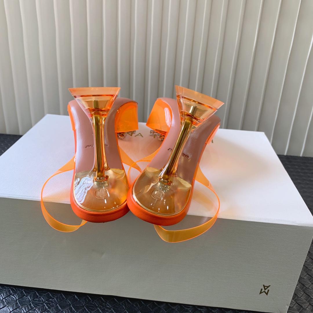 Amina Muaddi Begum Glass Orange Slingbacks - DesignerGu