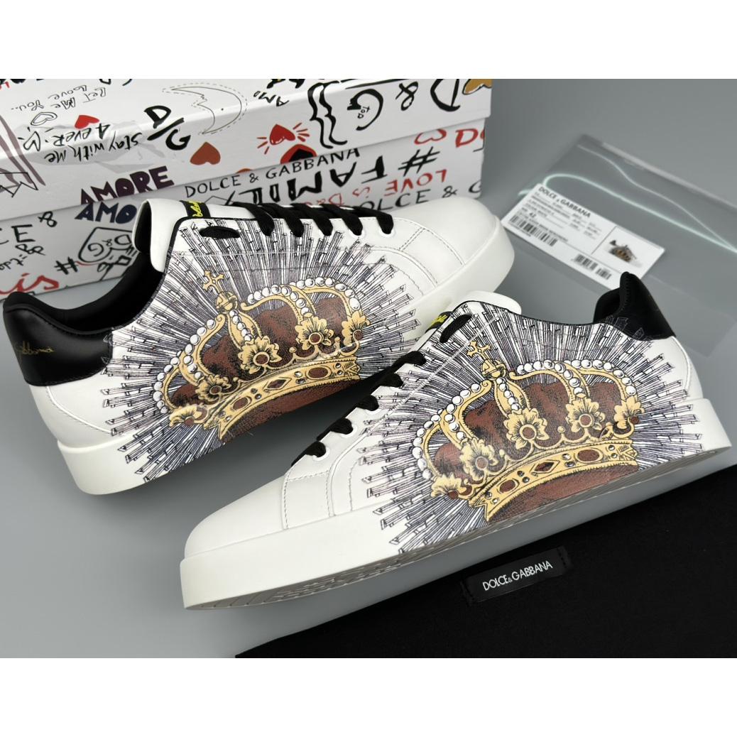 Dolce & Gabbana White Portofino Crown Sneakers - DesignerGu