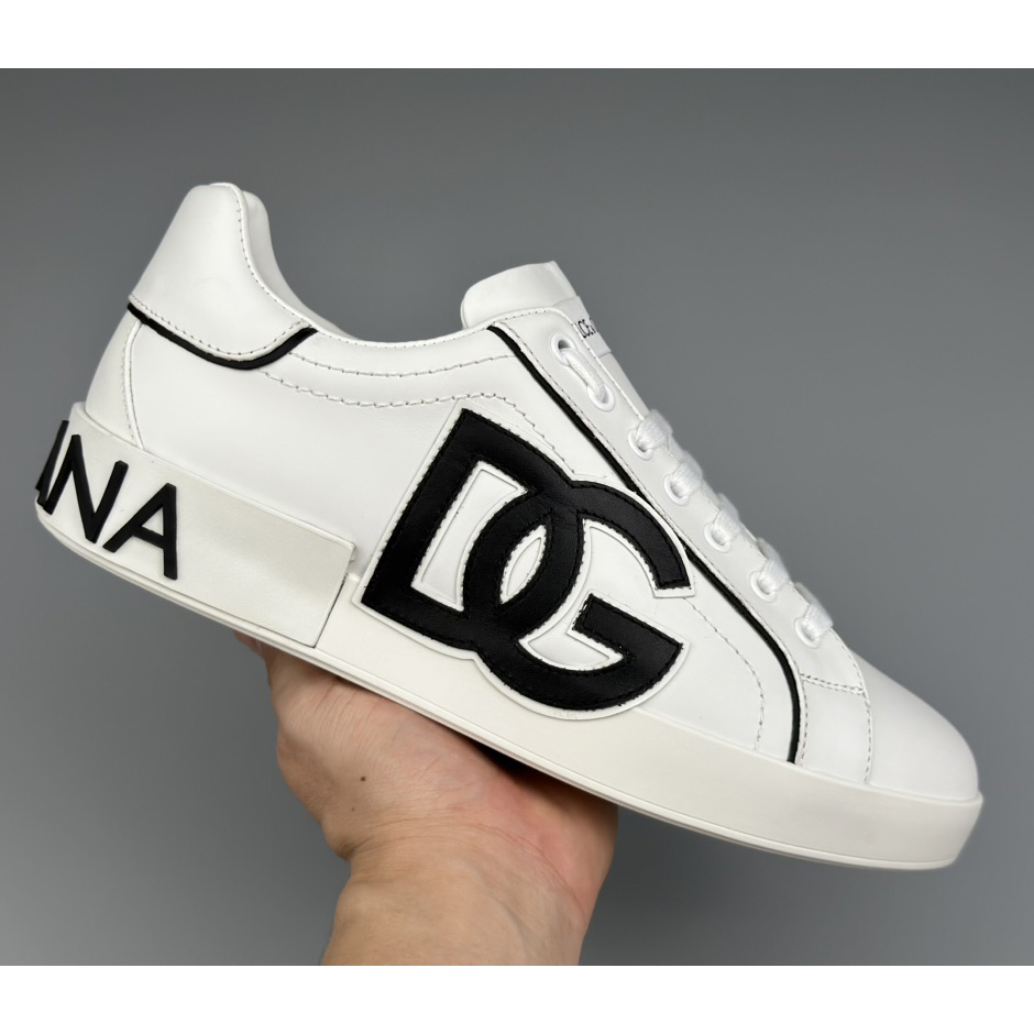 Dolce & Gabbana Calfskin Portofino Sneakers With DG Logo - DesignerGu