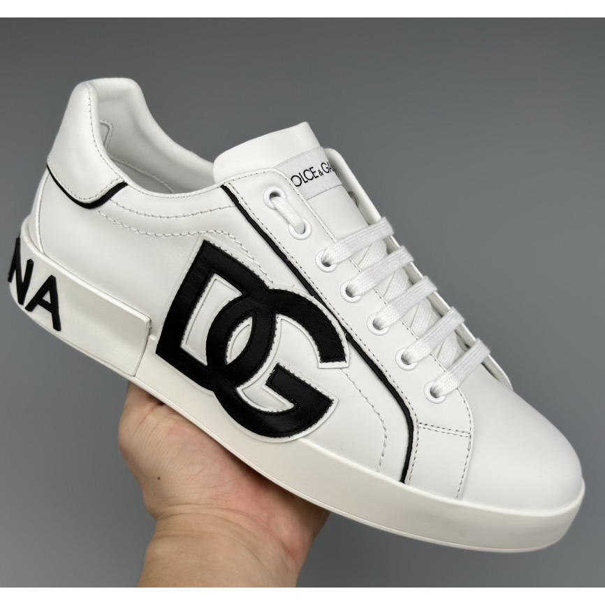 Dolce & Gabbana Calfskin Portofino Sneakers With DG Logo - DesignerGu