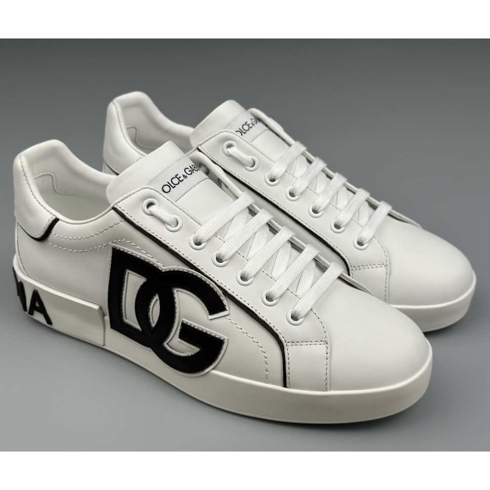 Dolce & Gabbana Calfskin Portofino Sneakers With DG Logo - DesignerGu