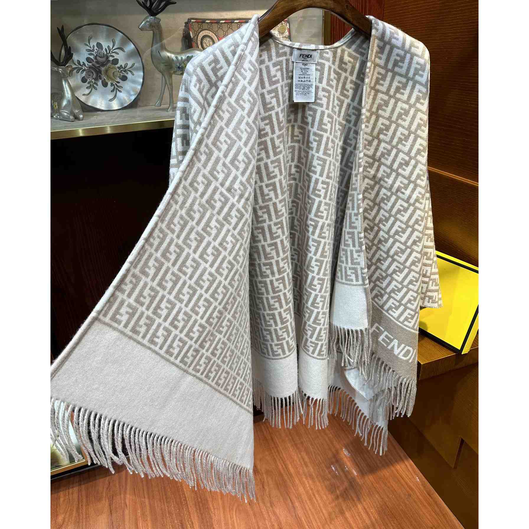 Fendi Beige Wool And Cashmere Poncho - DesignerGu