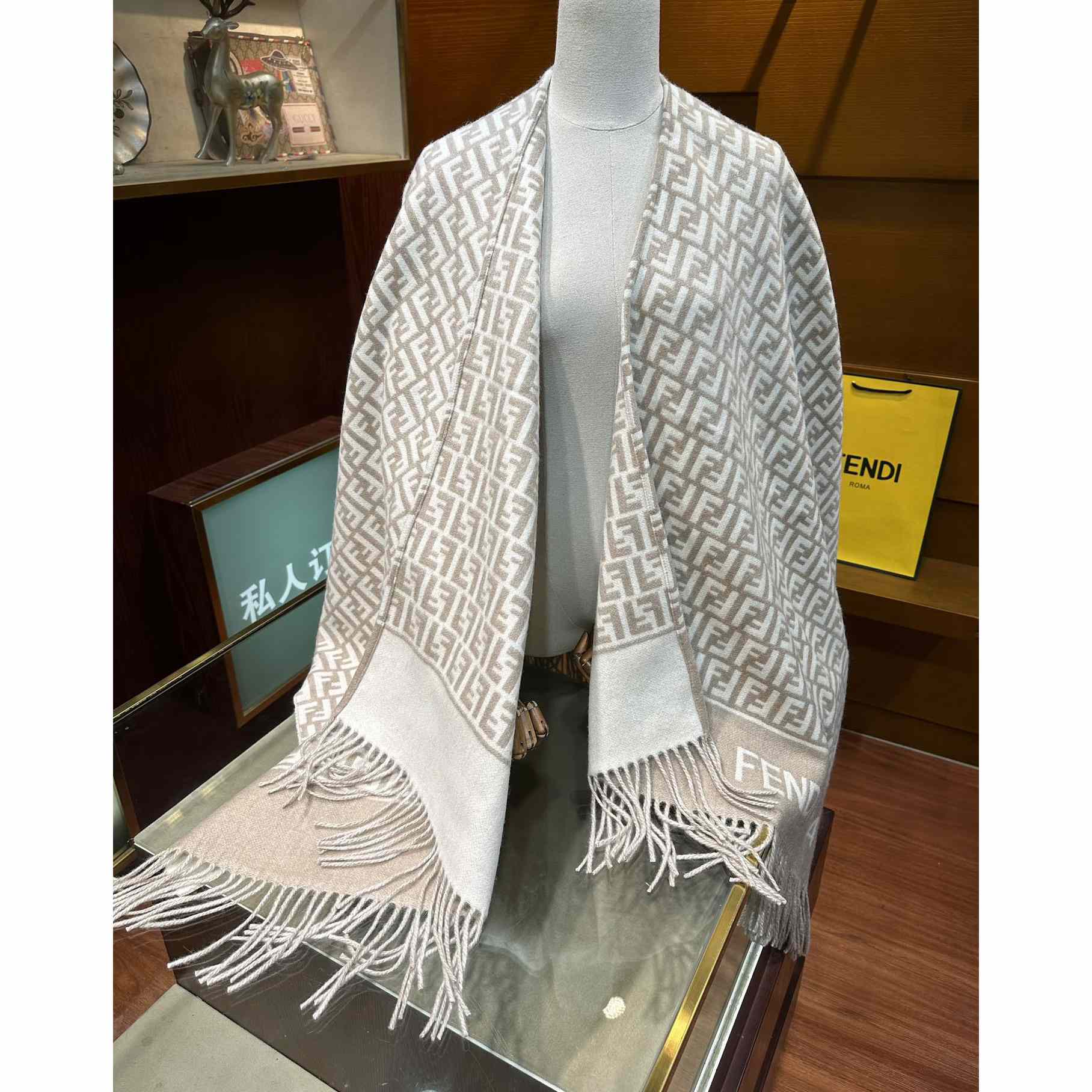 Fendi Beige Wool And Cashmere Poncho - DesignerGu