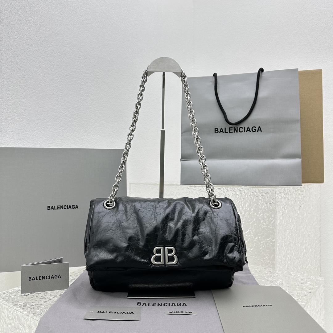 Balenciaga Monaco Small Chain Bag In Black - DesignerGu