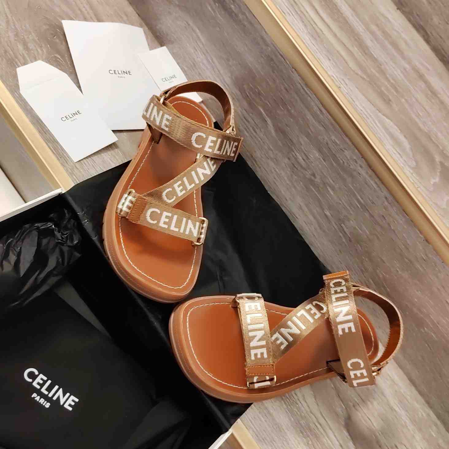 Celine Leo Strappy Sandal In Wool With ''Celine'' Jacquard - DesignerGu