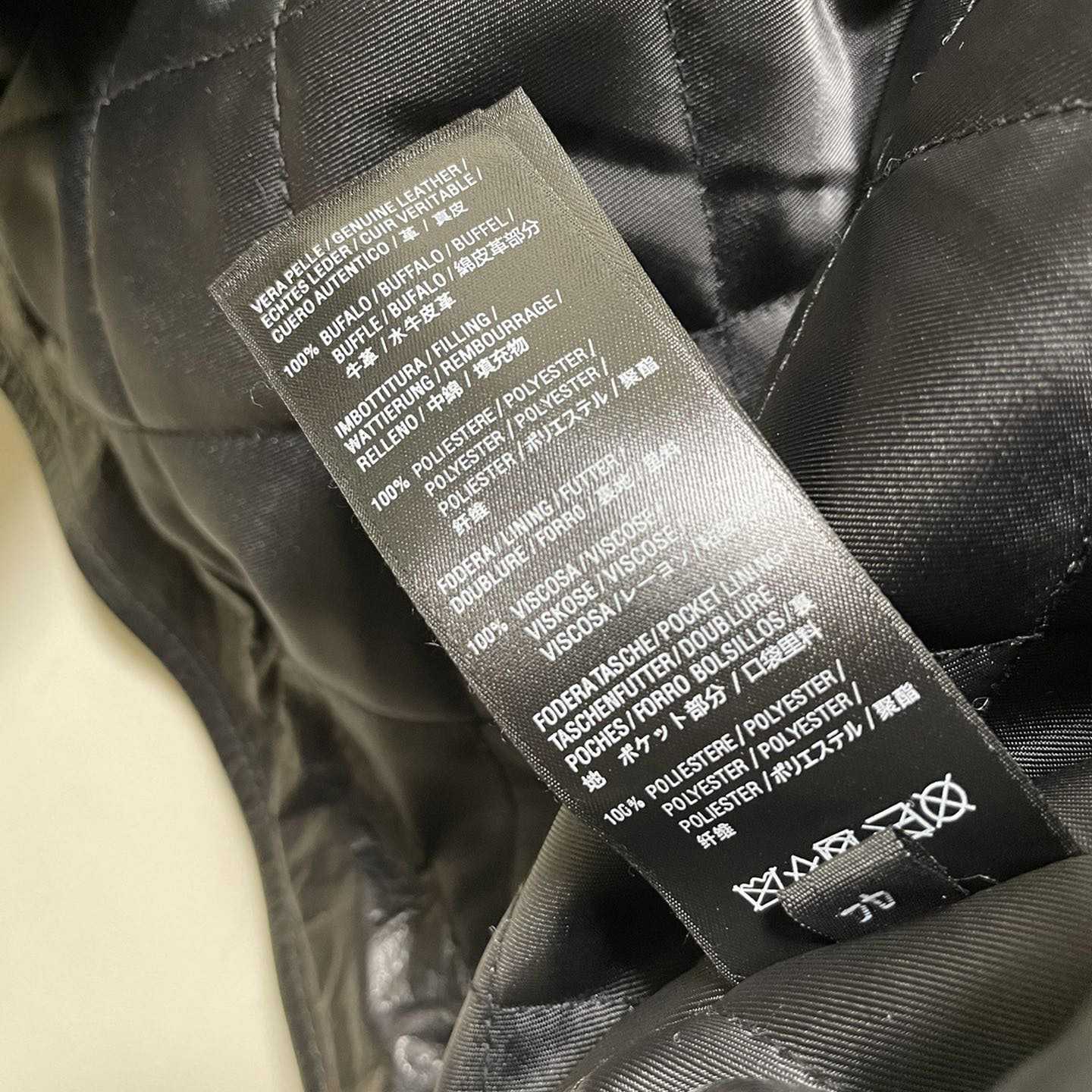 Balenciaga Contrast Logo Leather Moto Jacket - DesignerGu