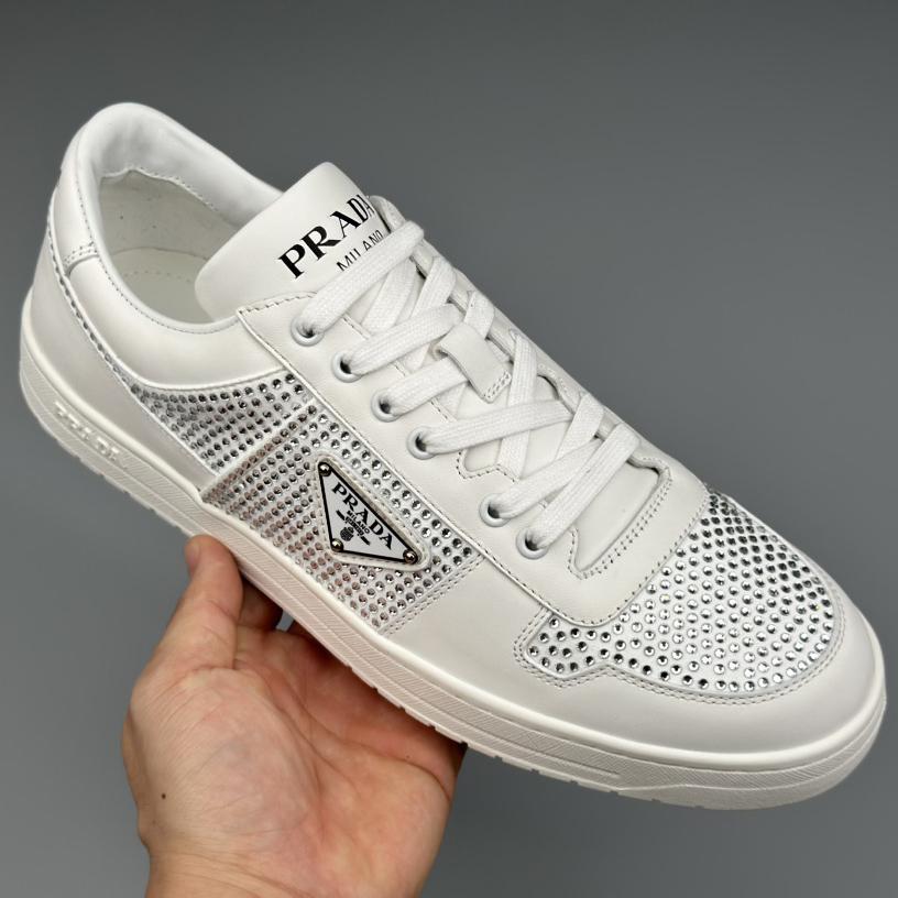 Prada Leather Sneakers With Crystals - DesignerGu