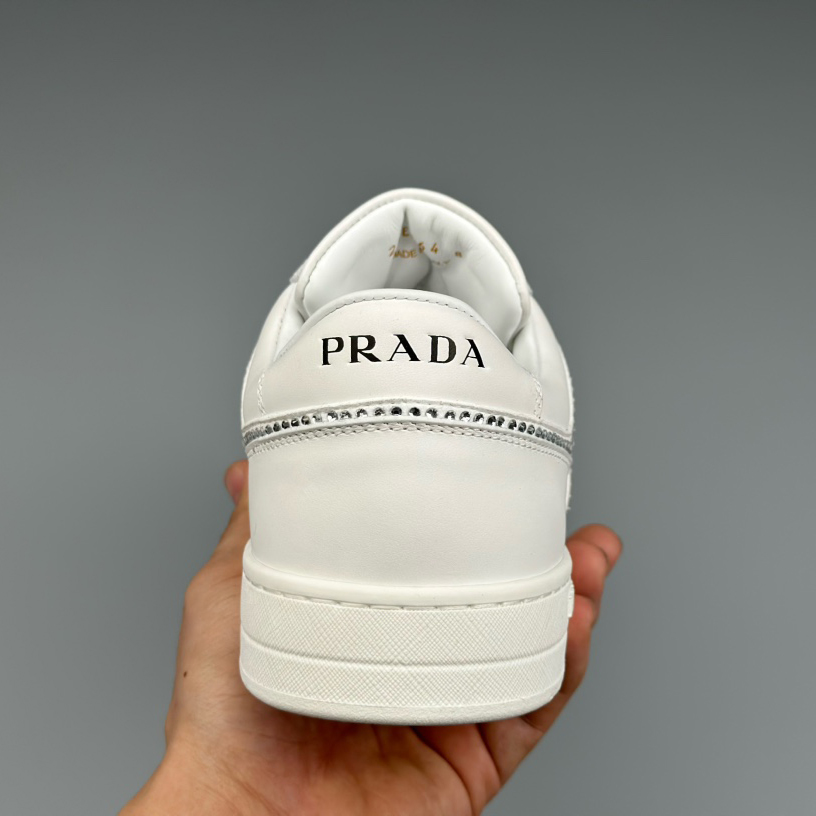 Prada Leather Sneakers With Crystals - DesignerGu