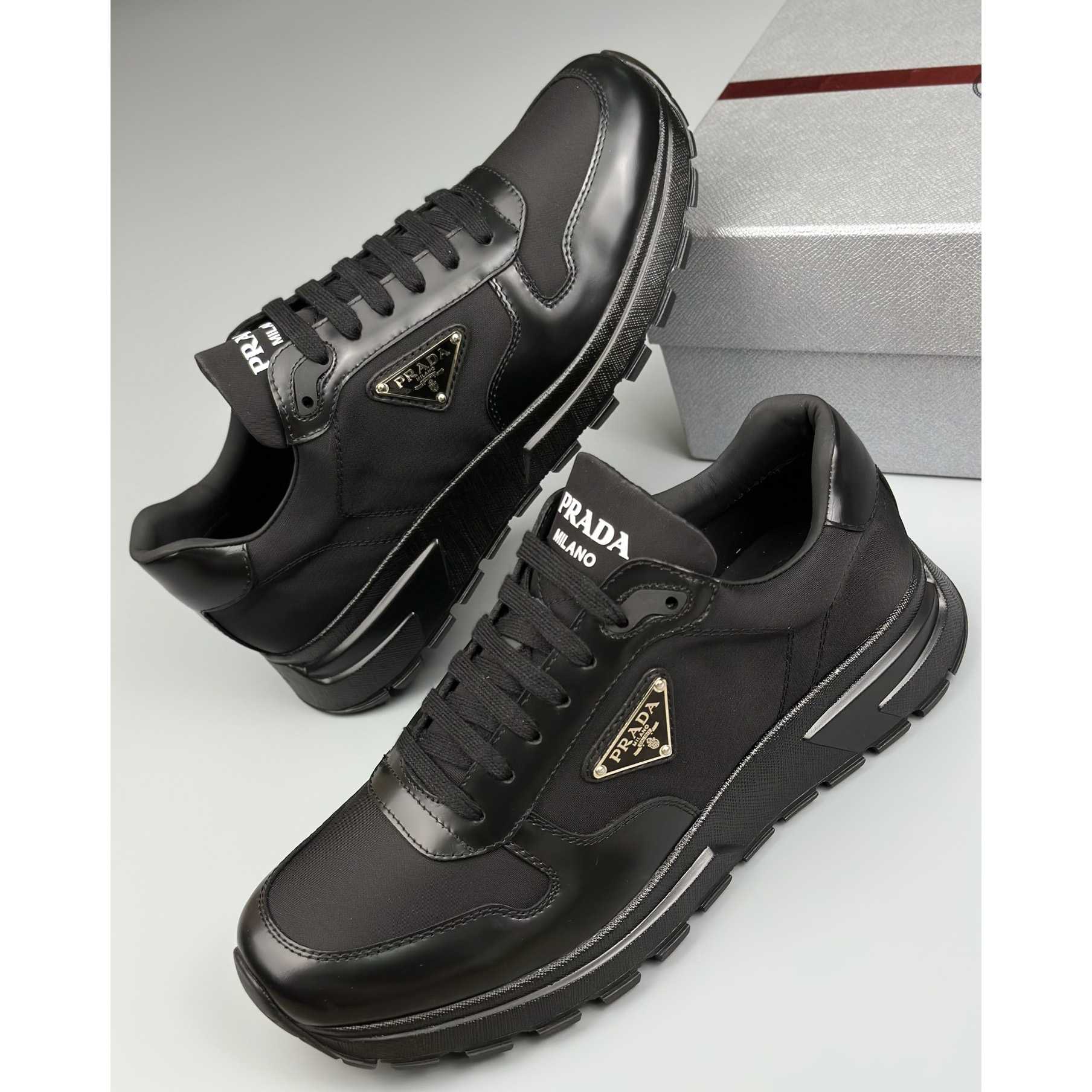 Prada Re-Nylon And Brushed Leather Sneakers - DesignerGu