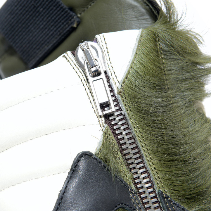 Rick Owens Green Pony Hair High Sneakers - DesignerGu