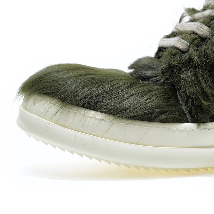 Rick Owens Green Pony Hair High Sneakers - DesignerGu