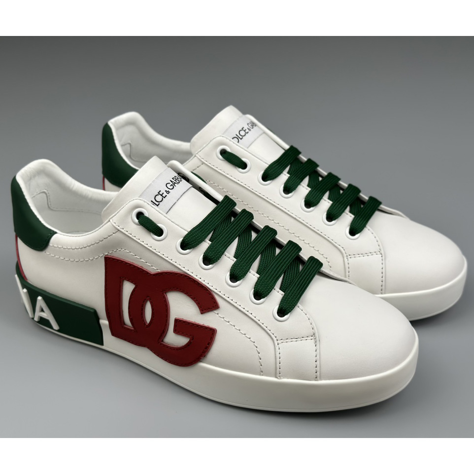 Dolce & Gabbana Calfskin Portofino Sneakers With DG Logo - DesignerGu