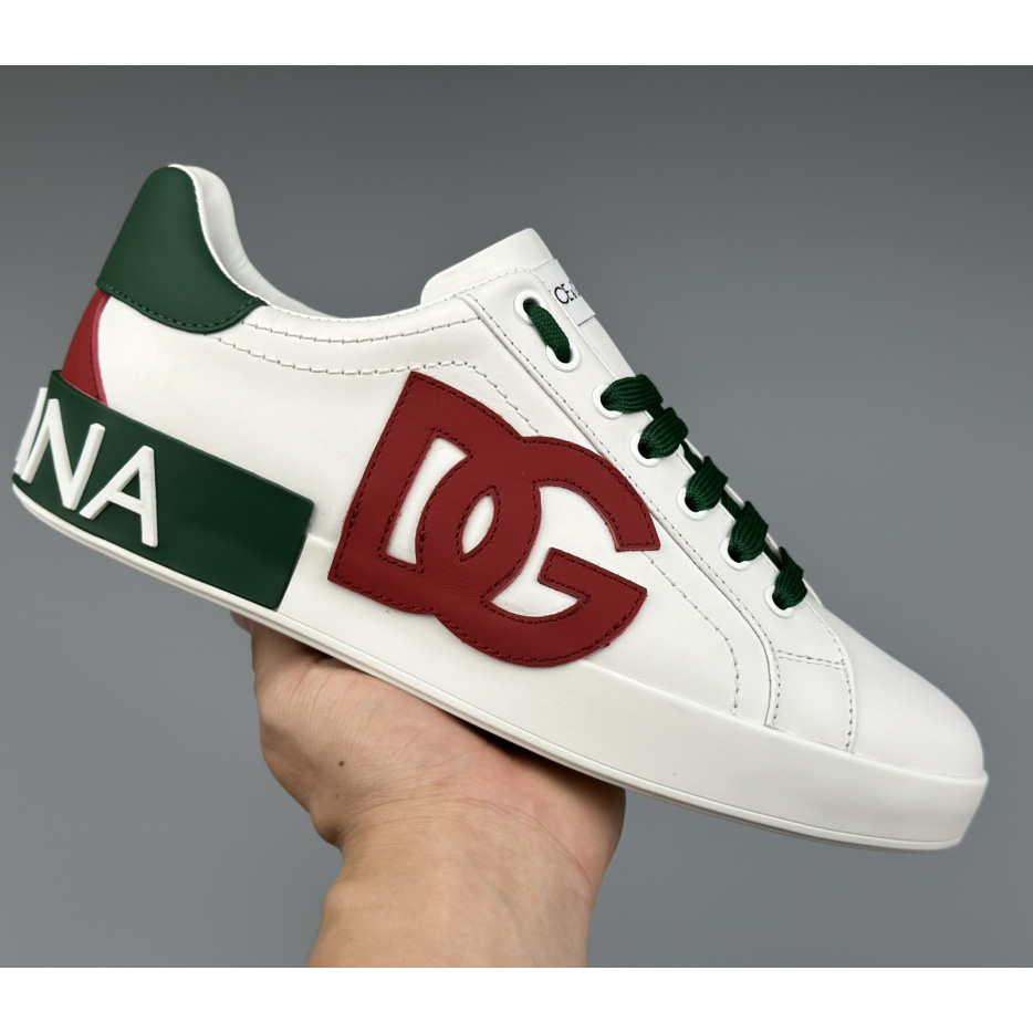 Dolce & Gabbana Calfskin Portofino Sneakers With DG Logo - DesignerGu