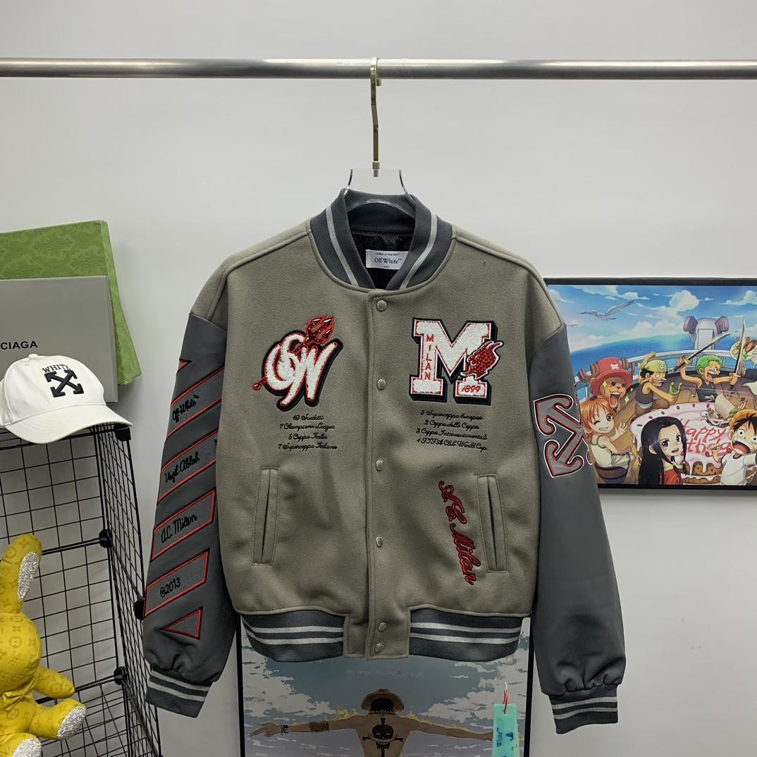 Off White C/O Ac Milan Logo Varsity - DesignerGu