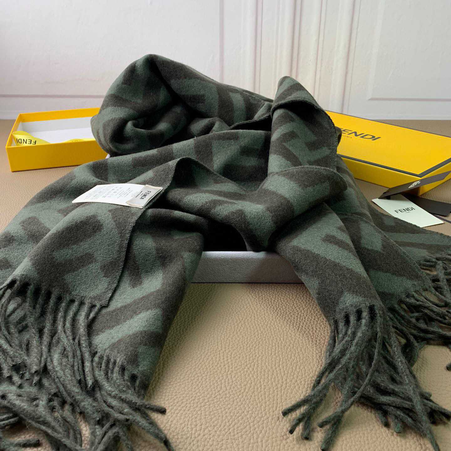 Fendi Green Cashmere Scarf - DesignerGu