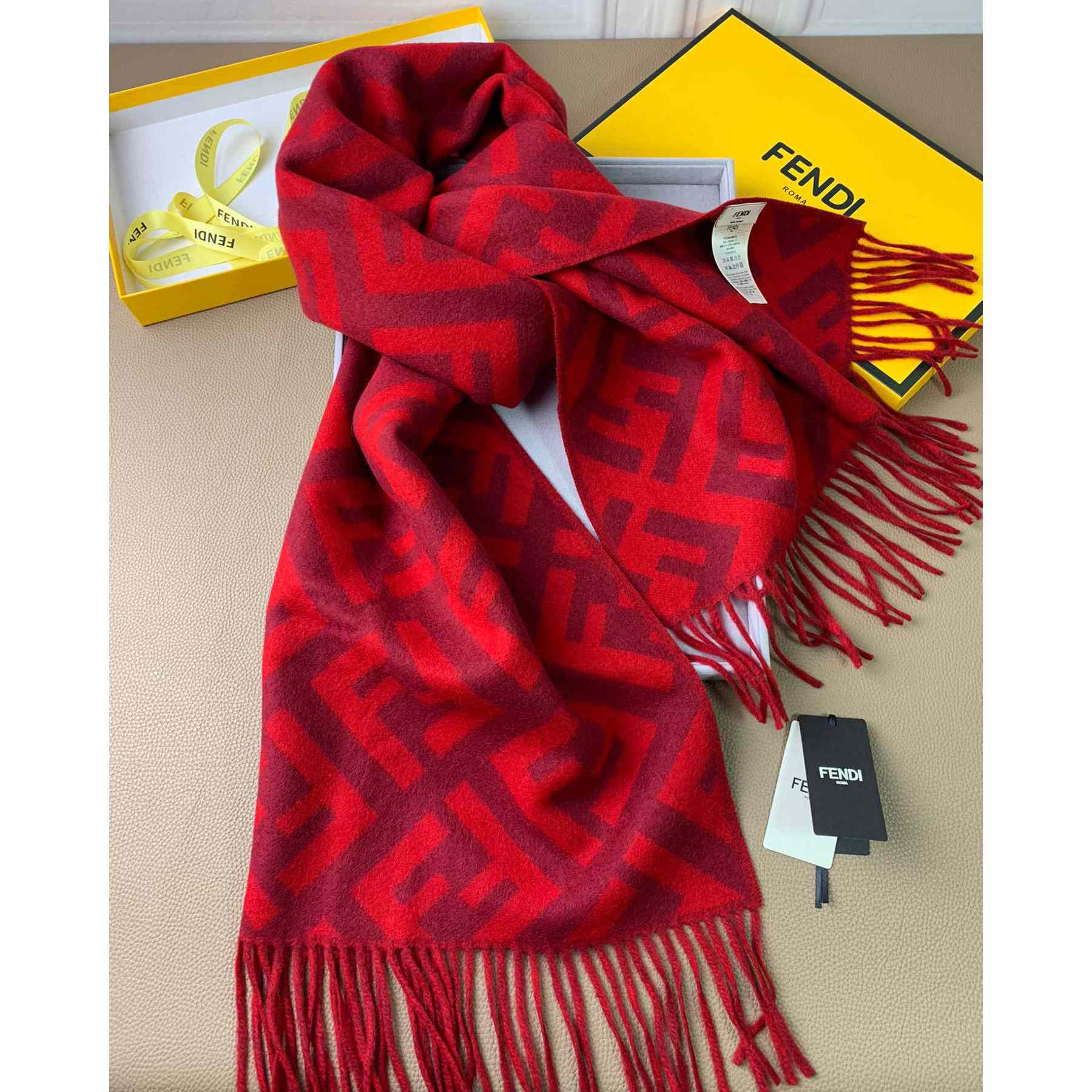 Fendi Red Cashmere Scarf - DesignerGu