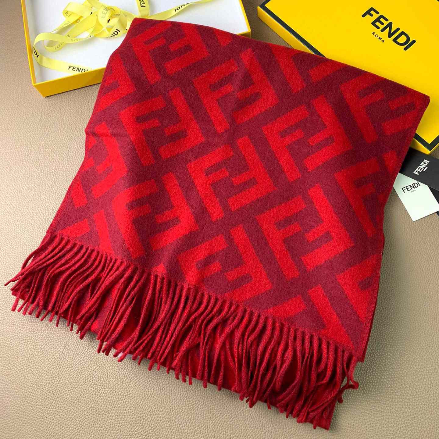 Fendi Red Cashmere Scarf - DesignerGu