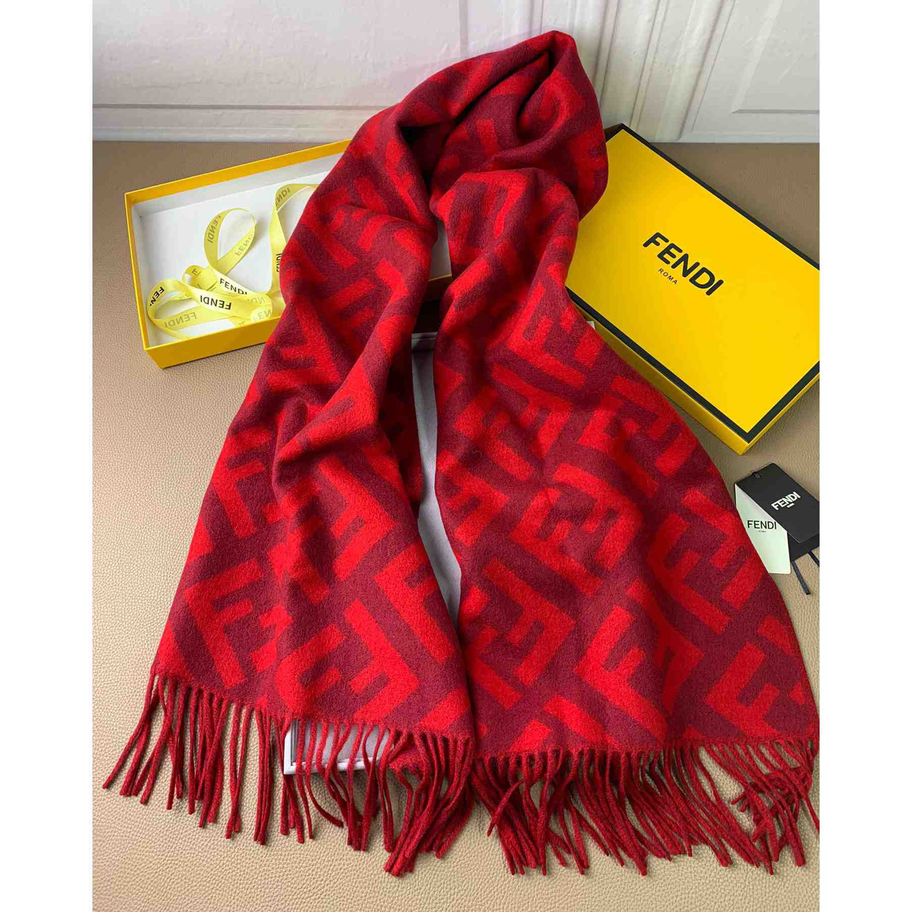 Fendi Red Cashmere Scarf - DesignerGu