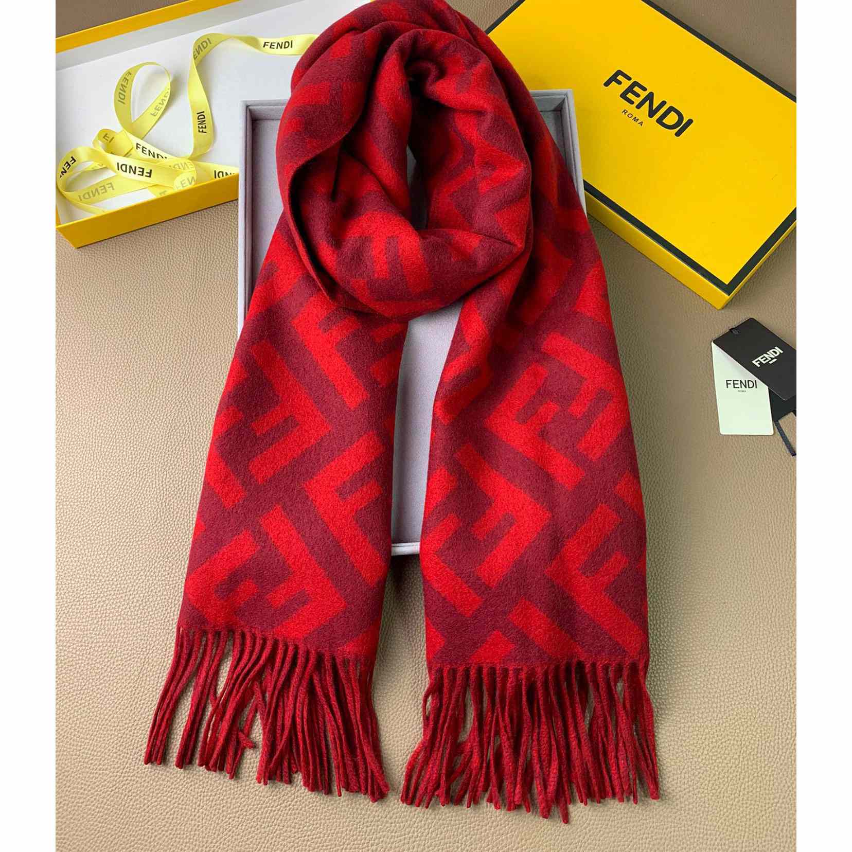 Fendi Red Cashmere Scarf - DesignerGu