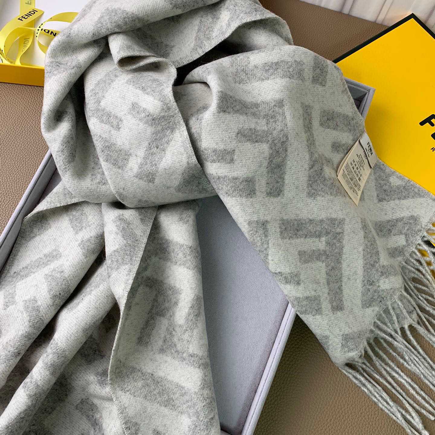 Fendi Pale Grey Cashmere Scarf - DesignerGu