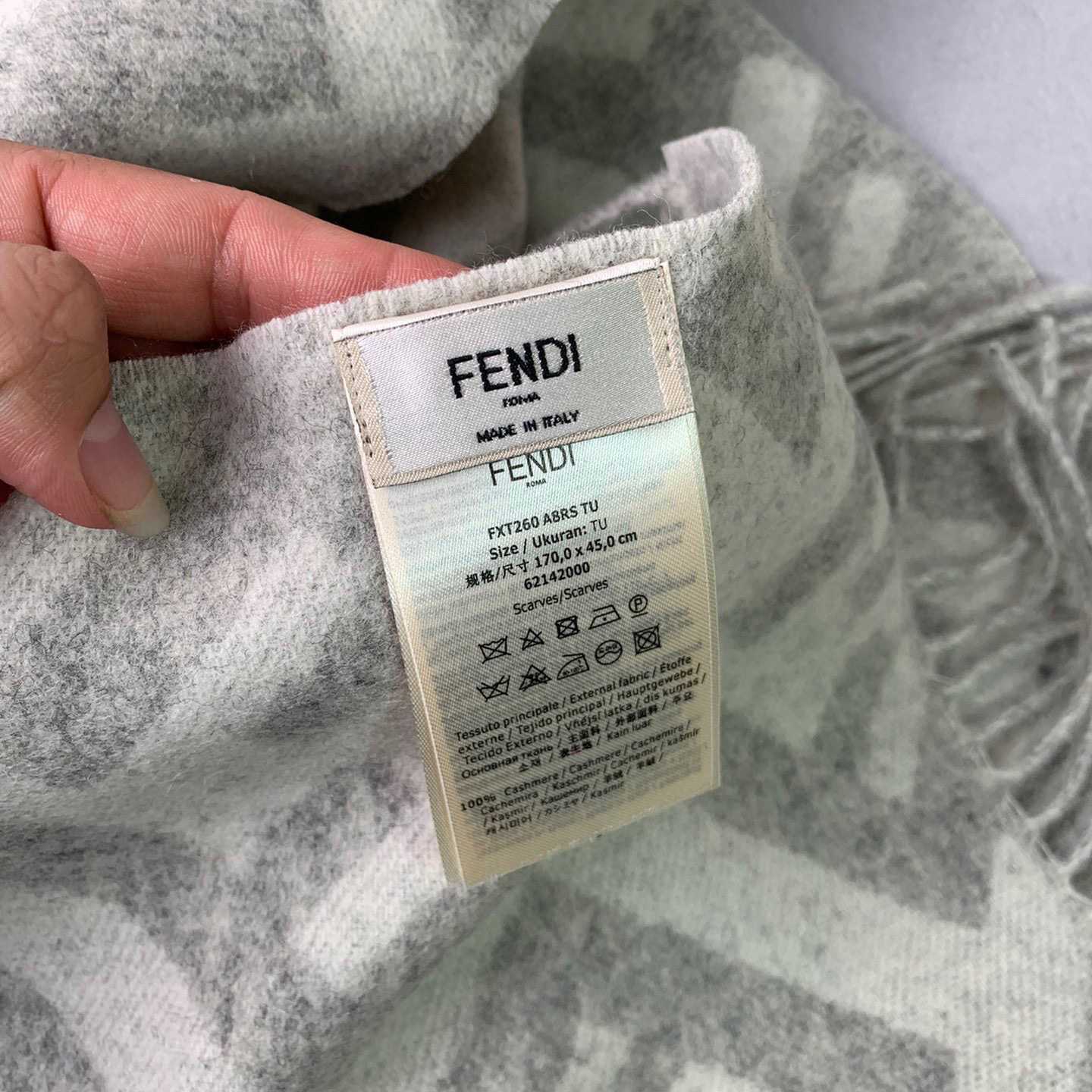 Fendi Pale Grey Cashmere Scarf - DesignerGu