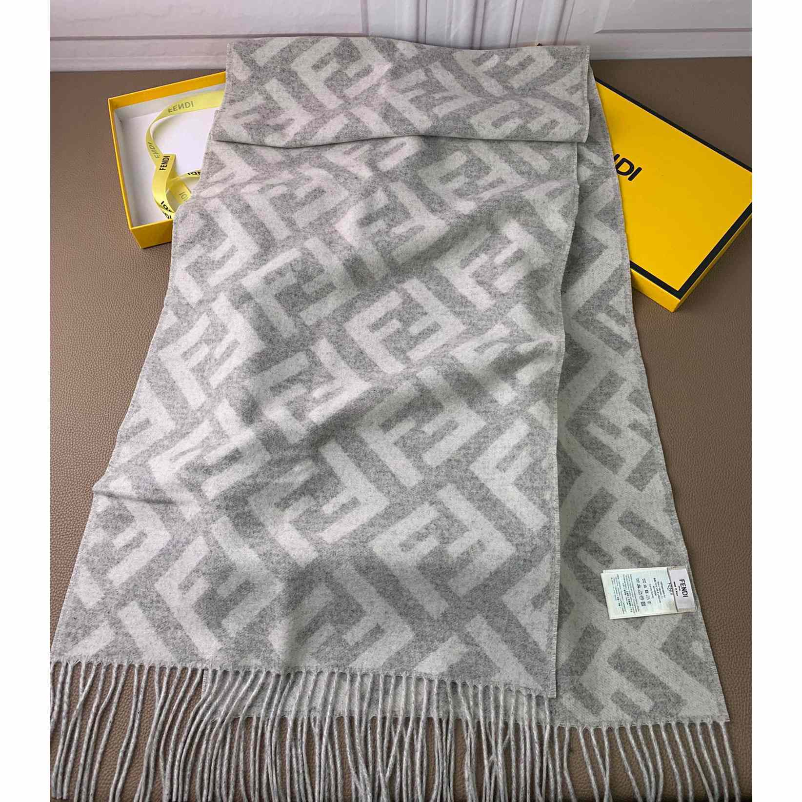 Fendi Pale Grey Cashmere Scarf - DesignerGu