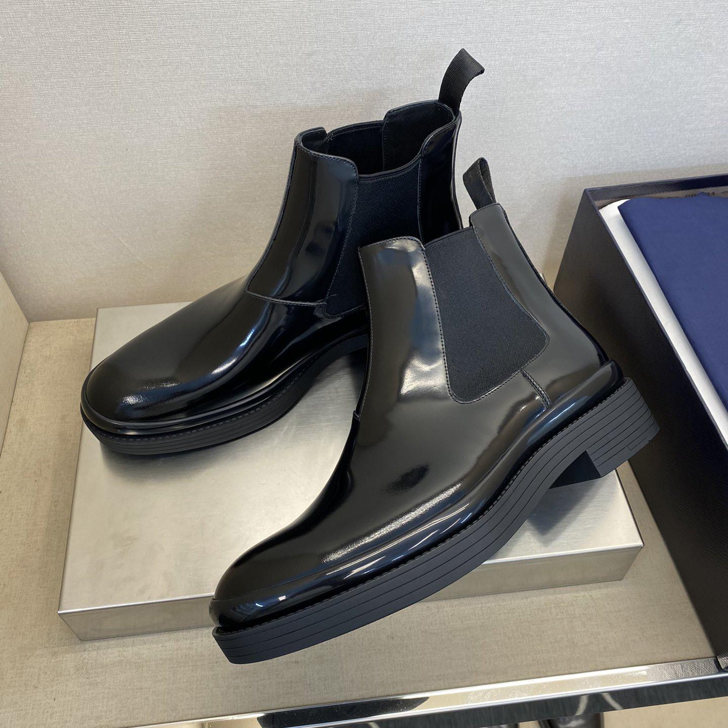 Prada Brushed Leather Chelsea Boots - DesignerGu