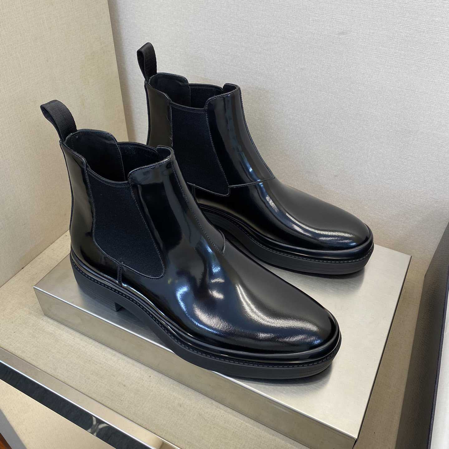 Prada Brushed Leather Chelsea Boots - DesignerGu