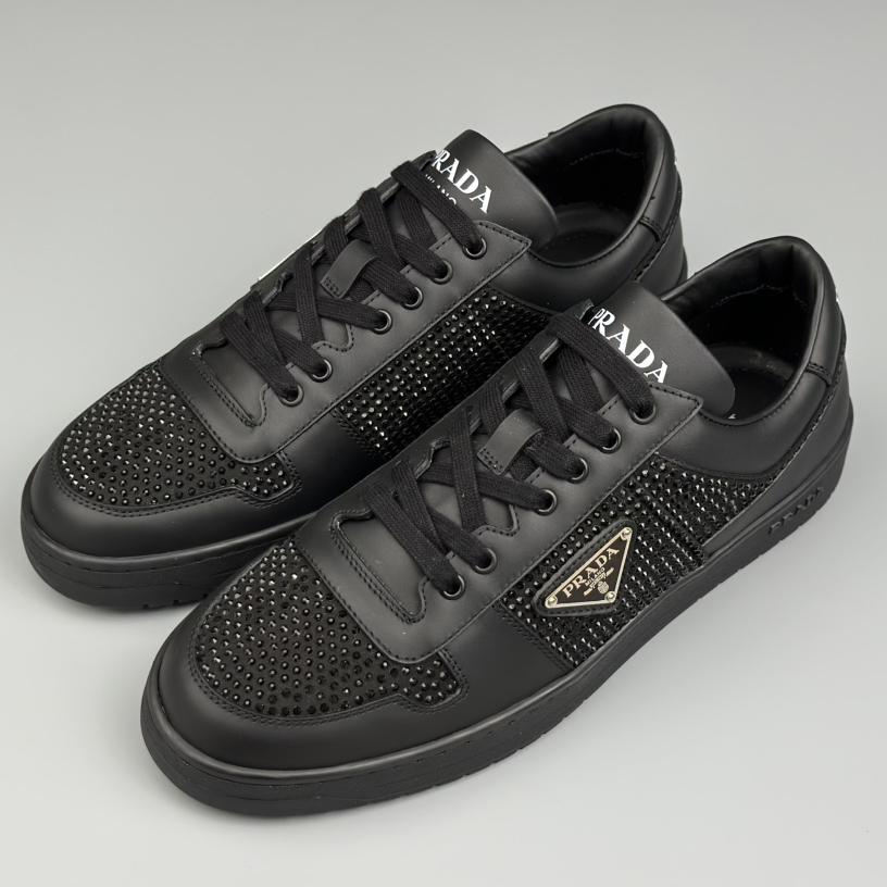 Prada Leather Sneakers With Crystals - DesignerGu