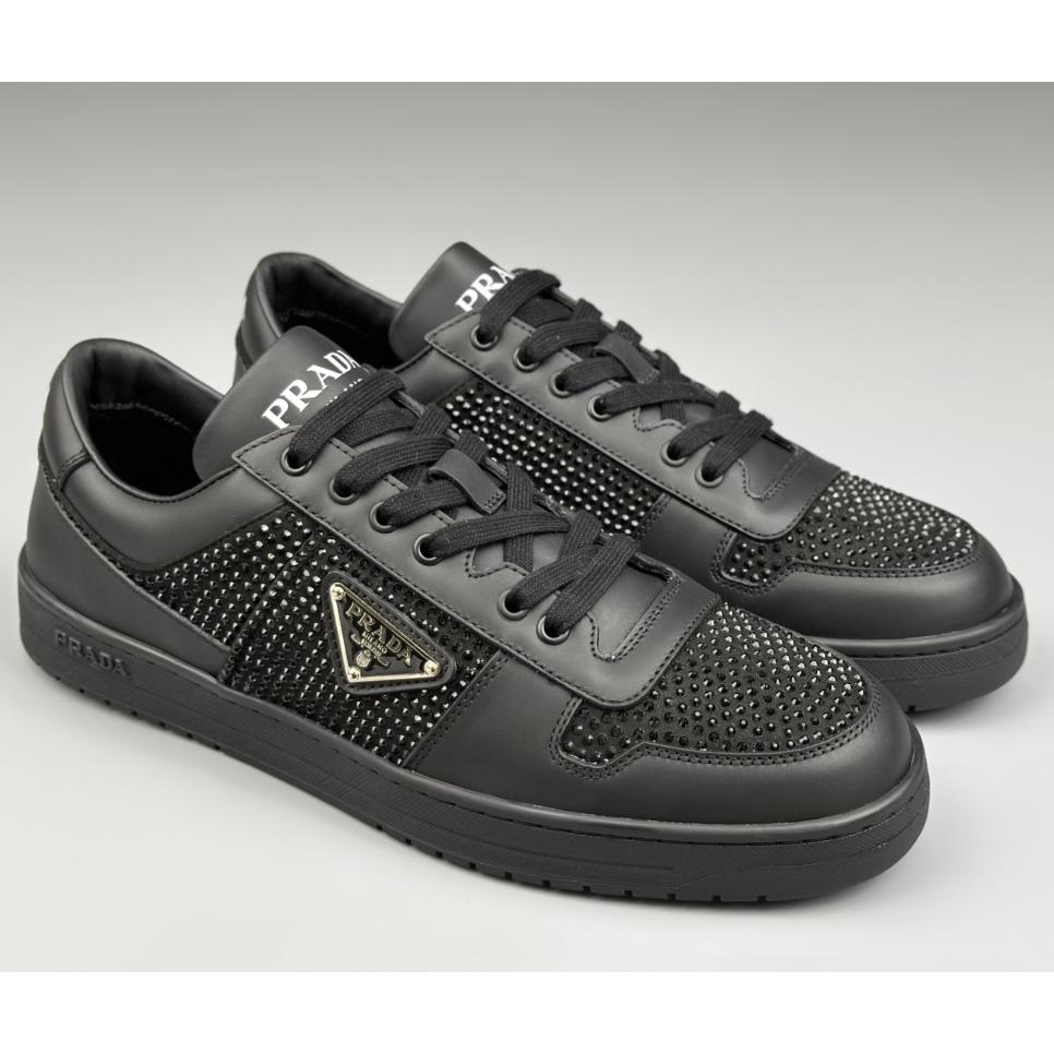 Prada Leather Sneakers With Crystals - DesignerGu