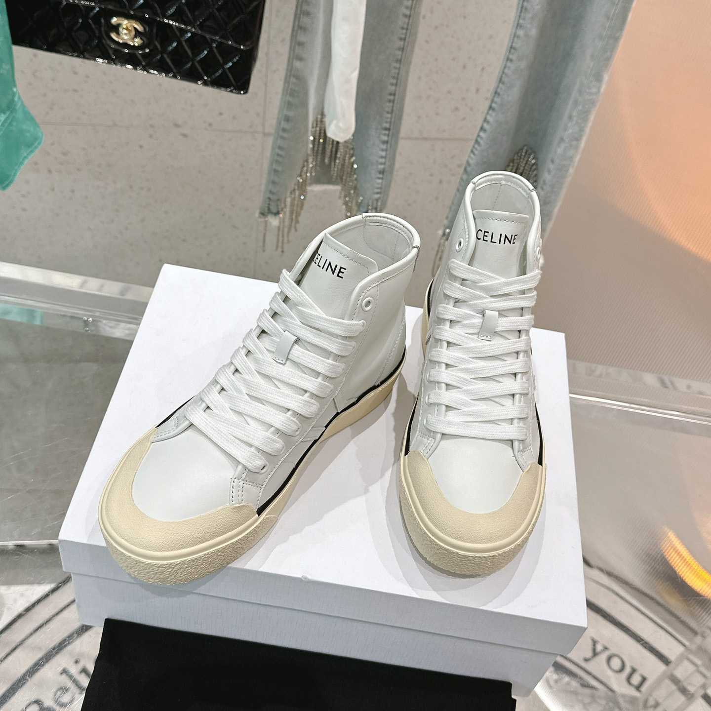 Celine AS-02 Mid Low Lace-up Celine Alan Sneakers With Triomphe Patch In Calfskin - DesignerGu