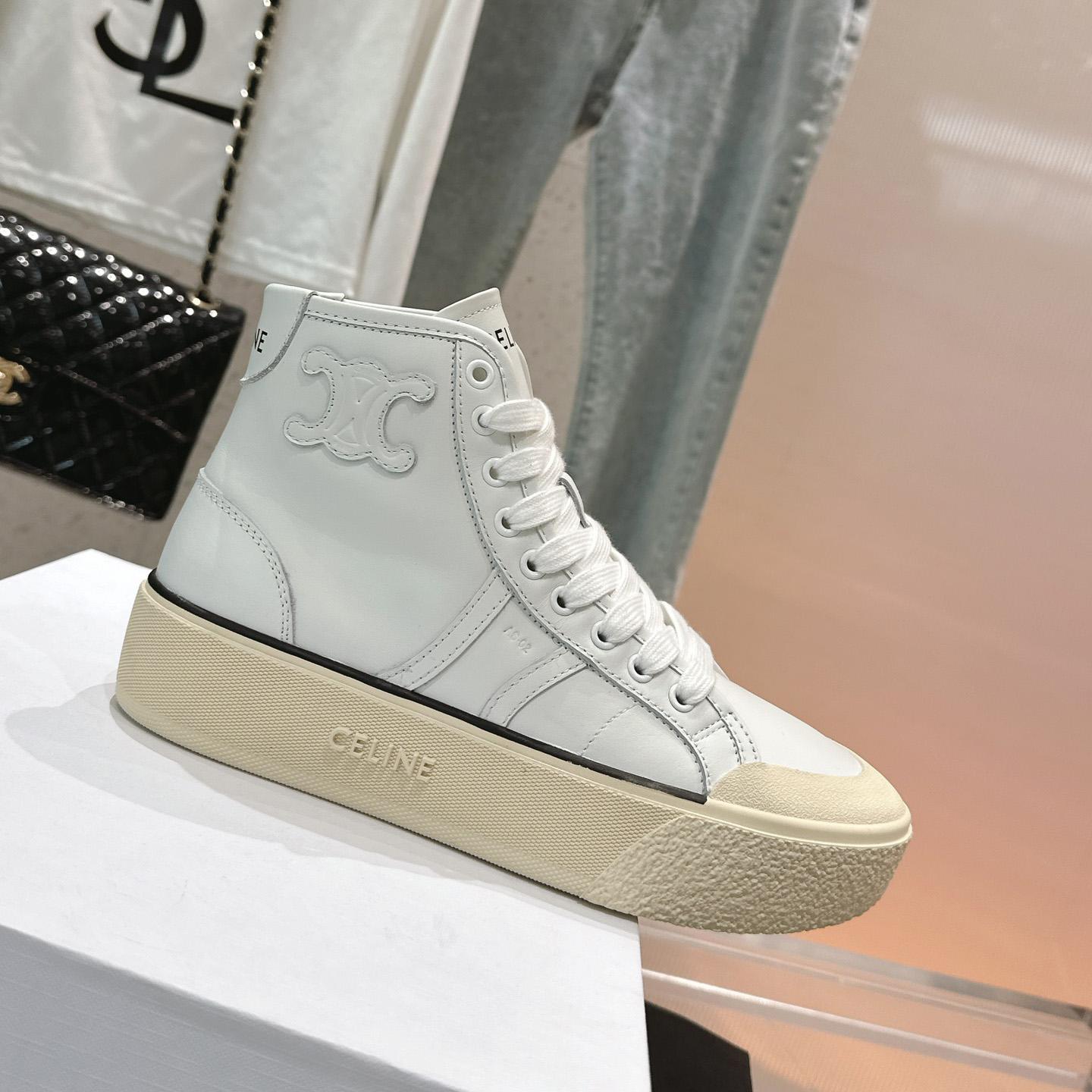 Celine AS-02 Mid Low Lace-up Celine Alan Sneakers With Triomphe Patch In Calfskin - DesignerGu