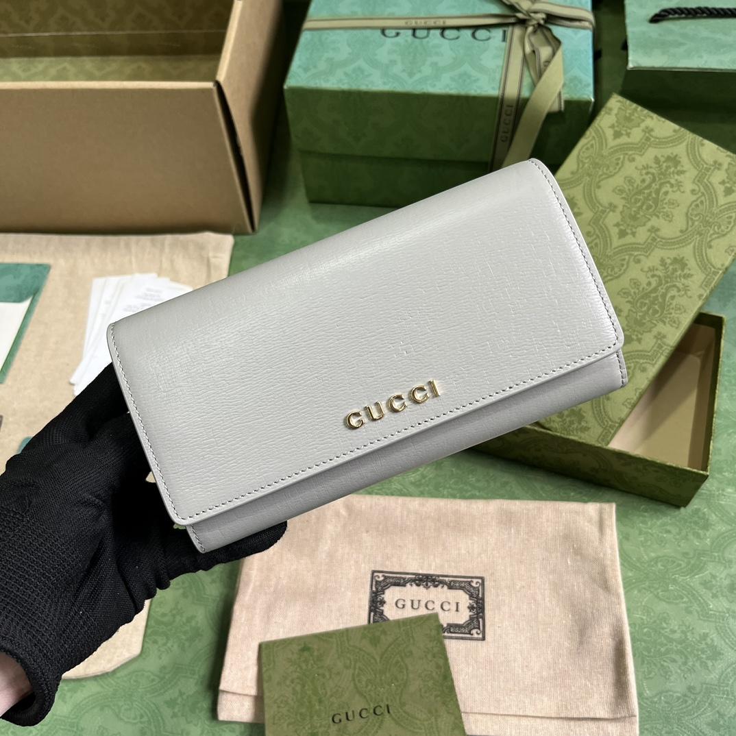 Gucci Continental Wallet With Gucci Script - DesignerGu